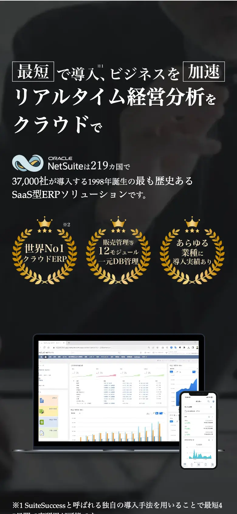 Oracle NetSuite 導入支援 の画面 1（スマートフォン）