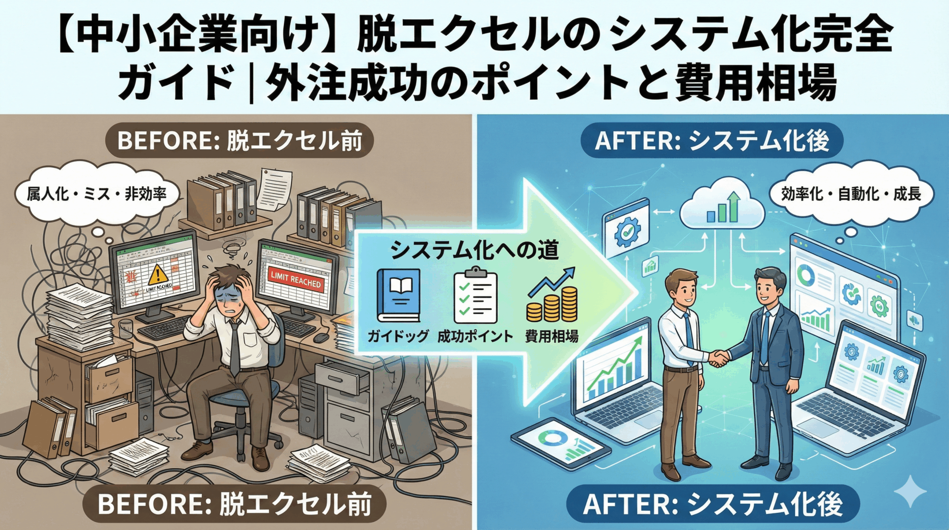 【中小企業向け】脱エクセルのシステム化完全ガイド｜外注成功のポイントと費用相場